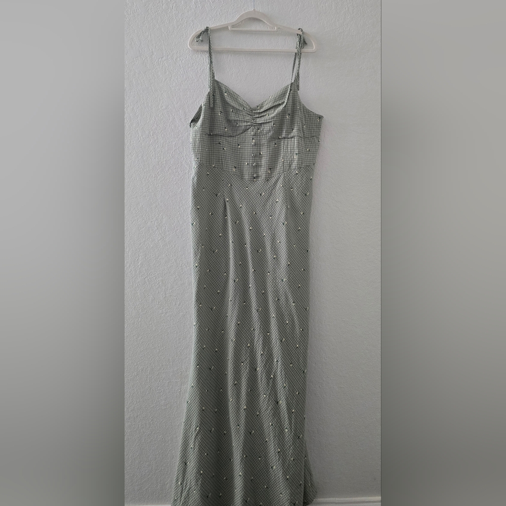 Nasty Gal Green Floral Maxi Dress